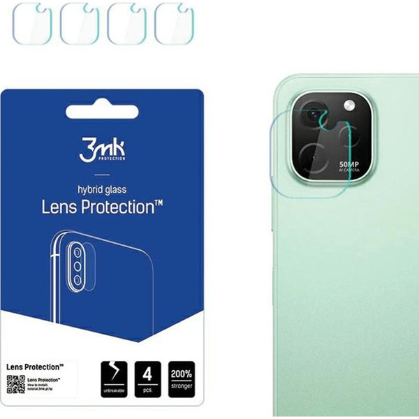 Комплект 4 защитни фолиа за камера 3MK, 0.16 мм, за Huawei Nova Y91, Хибридно стъкло