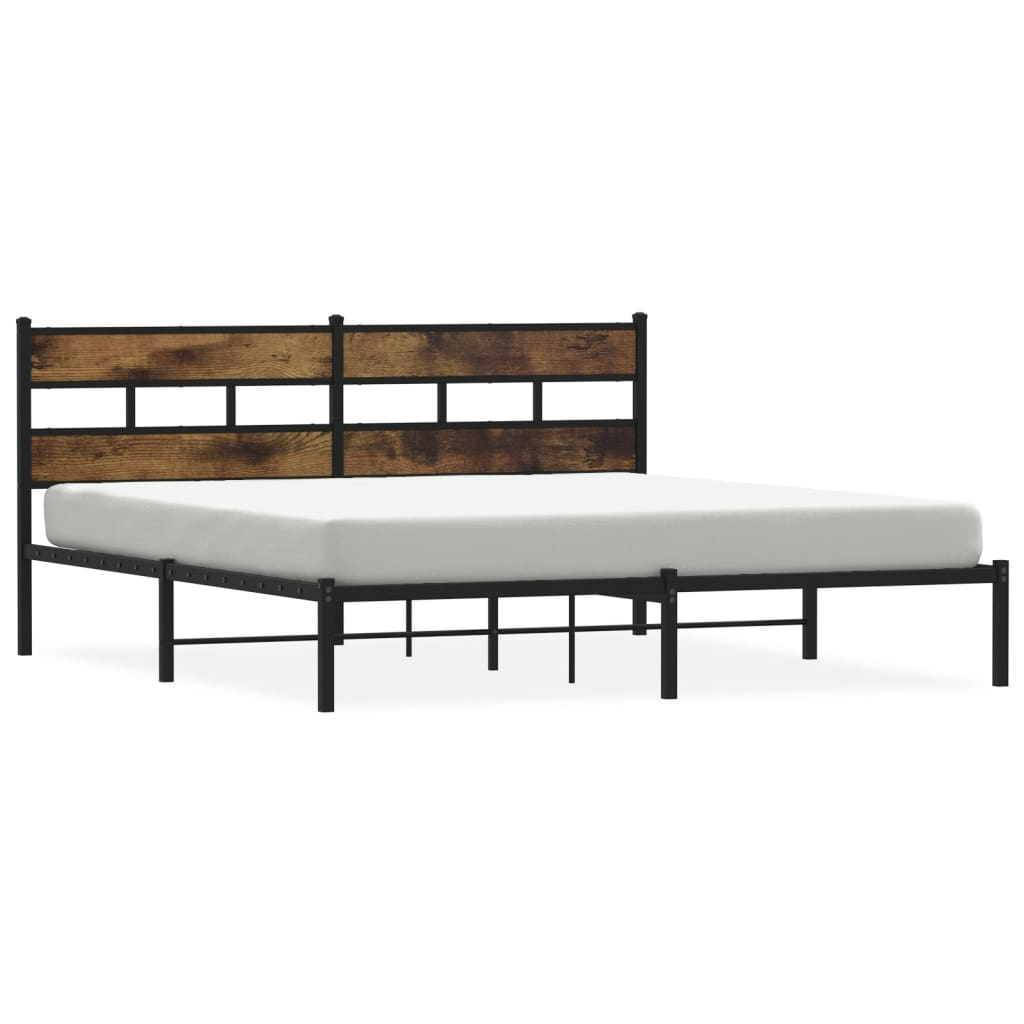 füstös tölgy színű fém ágykeret matrac nélkül 200 x 200 cm (4017060)