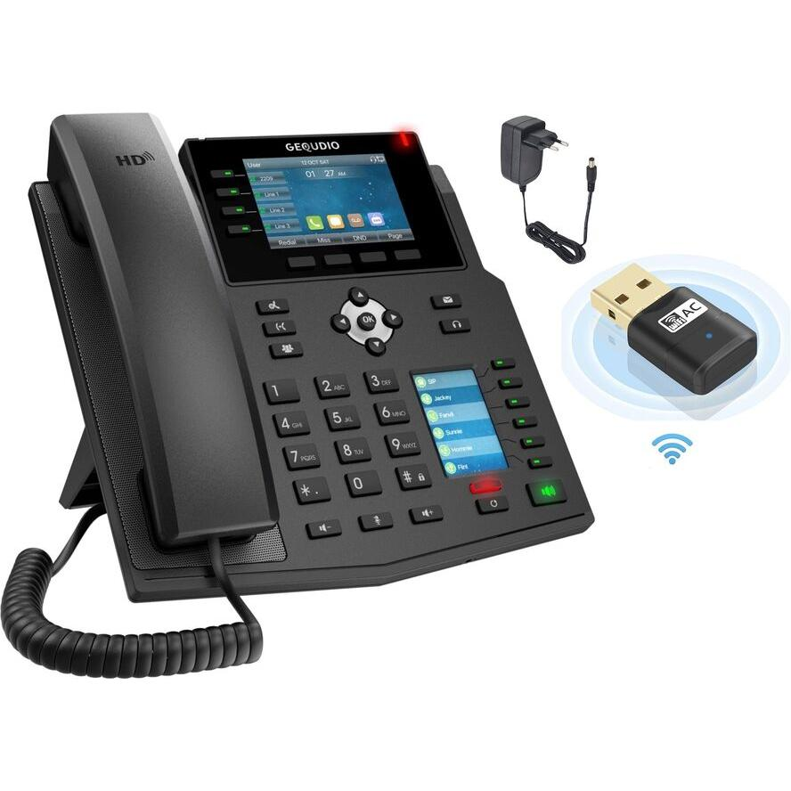 GEQUDIO GX5+ IP-Telefon Set mit Netzteil & WLAN Stick (WA9555) (WA9555)