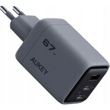 Aukey Comet Mix 3 USB-A / 2 x USB-C Hálózati Gyorstöltő Adapter 67W - Fekete (PA-C3)
