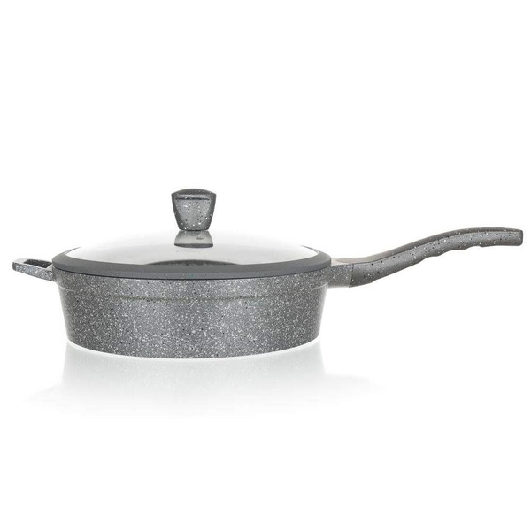 Tigaie Banquet, aluminiu/granit, capac sticla, 28 cm