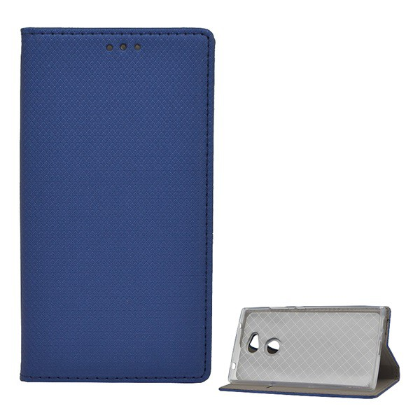 Tok álló, bőr hatású (FLIP, oldalra nyíló, asztali tartó funkció, rombusz minta) SÖTÉTKÉK [Sony Xperia L2 (H4311)] (5996457763894)