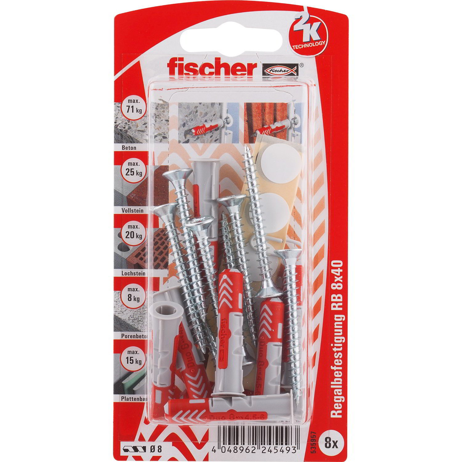 Fischer DUOPOWER 8x40 RB K Tipli csavarral (8db/csomag) (535957)