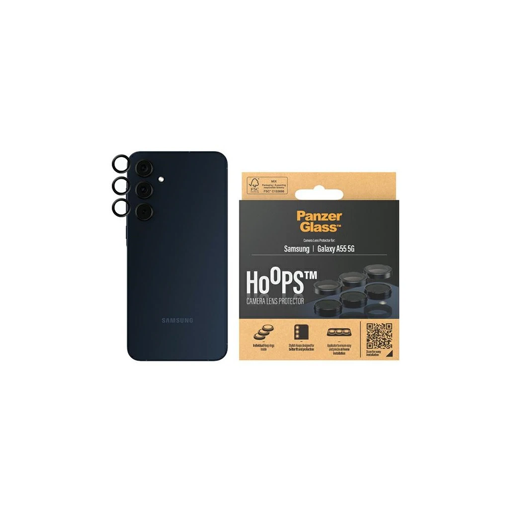 PanzerGlass Hoops Camera Samsung Galaxy A55 5G készülékhez 5GA556 1227 kameralencse védő hoop optic rings fekete