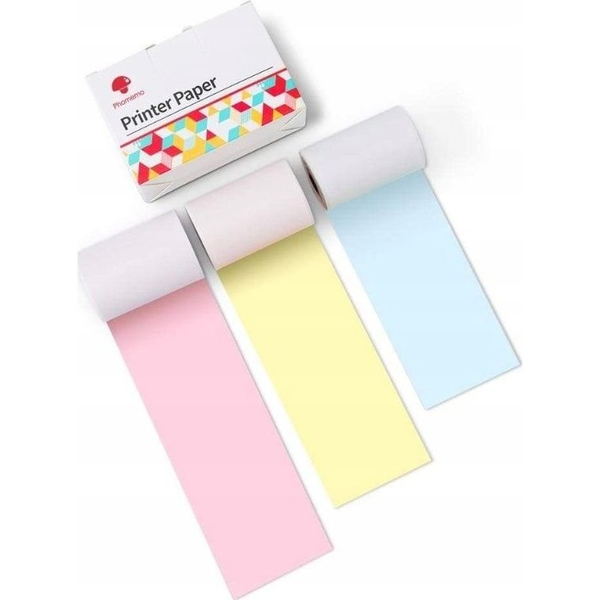 Phomemo Papier Wkłady Wkład Kolorowy 3x Rolka 53mm do Phomemo T02 M02 PRO M03 M04S / Q22-RMYPB