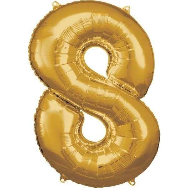 Óriás Szám Fólia Lufi - 8-as, 83x55 cm, Arany (9906273)
