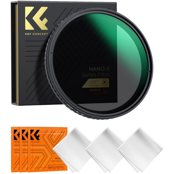 K&F Concept KF01.1167V1 - 55mm MC Nano-X VND2-32 Szűrő (Zöld bevonatú) + 3db Törlőkendő