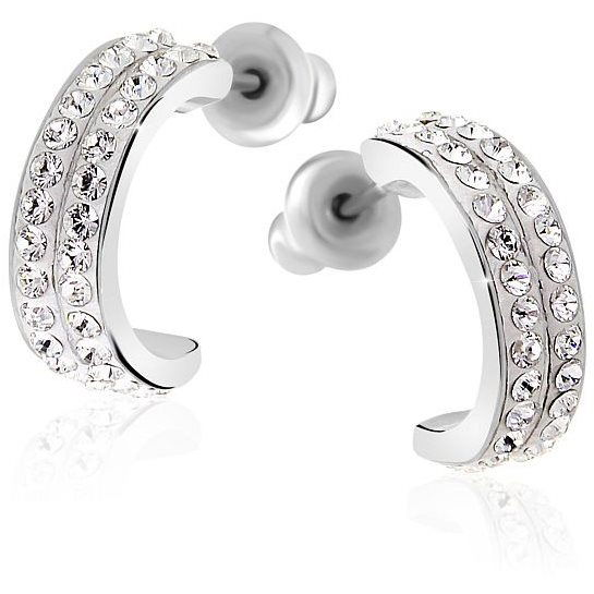 JSB Bijoux Kreole Swarovski kristálykövekkel (félkör, fehér) (8592661090329)