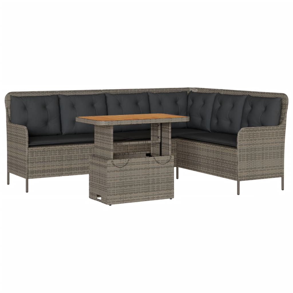 2 részes szürke polyrattan kerti kanapészett párnákkal (3262088)
