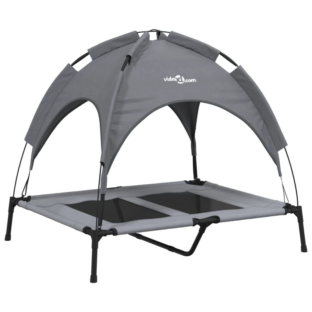 antracitszürke oxford szövet és acél baldachinos kutyaágy (172594)