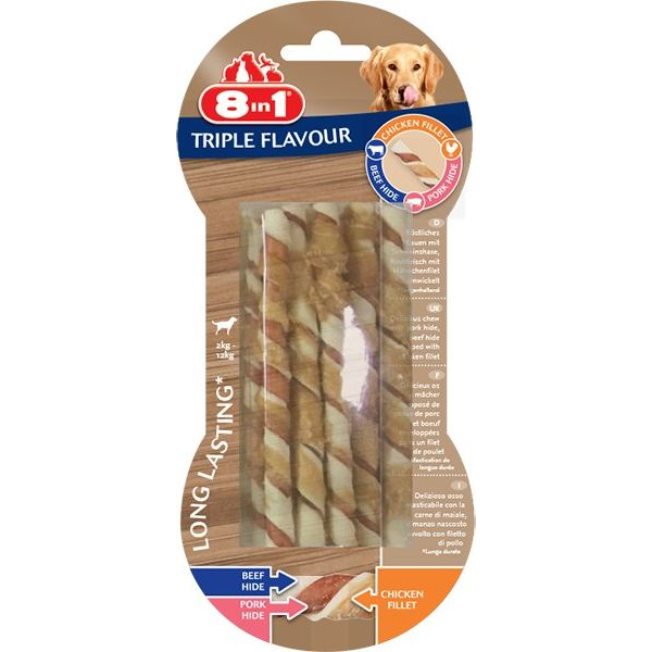 8 In 1 Triple Flavour Csavart Rágórúd Jutalomfalat 10 db (VAT013143)