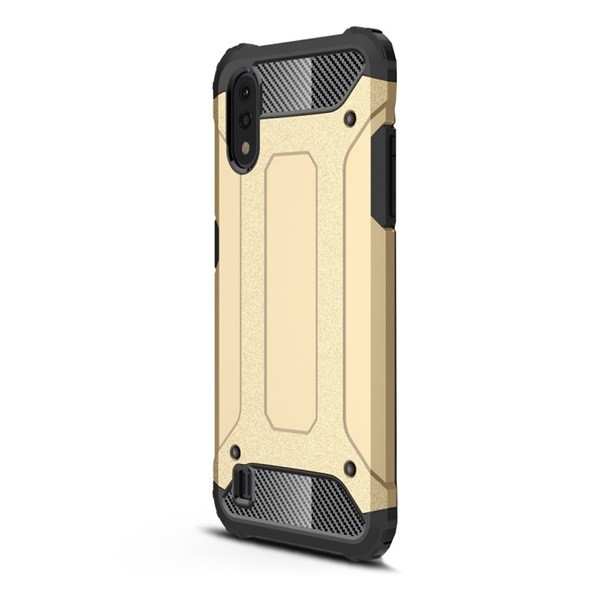 Samsung Galaxy A10e SM-A102U, Műanyag hátlap védőtok, Defender, fémhatású, arany (89361)