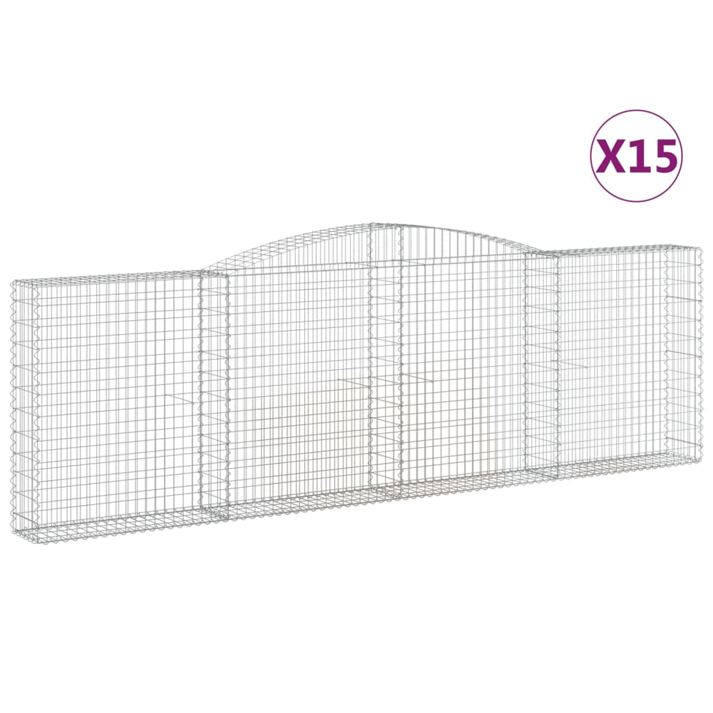 15 db íves horganyzott vas gabion kosár 400x30x120/140 cm (3146888)