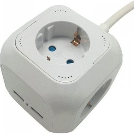 V-TAC 8800 Elosztó Kocka - 3db, 1.4m, 2db USB Csatlakozó, Fehér (SKU 8800)