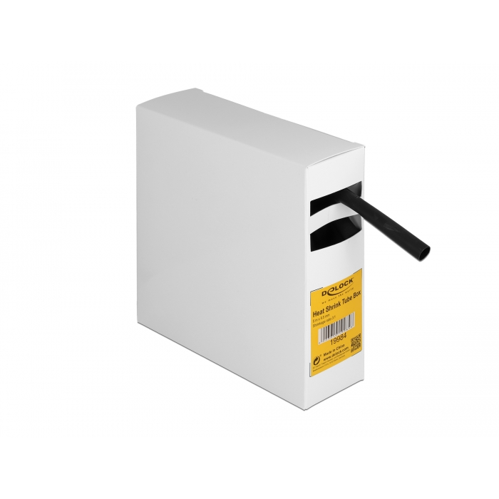 Delock Hűtő kiegészítő doboz öntapadó, 3:1 arányú összehúzódó belsővel, 5 m x 9,5 mm fekete (19984) (19984)