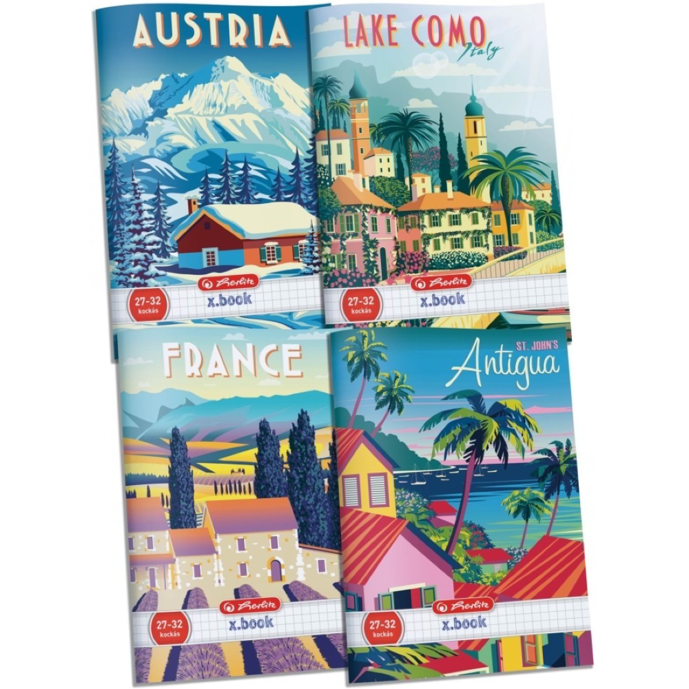 Herlitz Travel 32 lapos A5 kockás füzet többfajta (09057019)