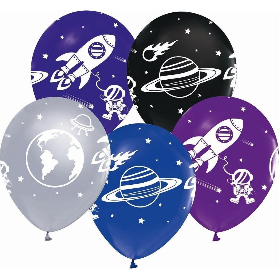 Léggömb - 5 db, 30 cm, Űr (GODA2482)