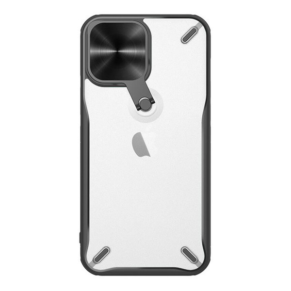 NILLKIN CYCLOPS műanyag telefonvédő (közepesen ütésálló, légpárnás sarok, kameravédő, kitámasztó) FEKETE [Apple iPhone 13 Pro] (5996591152813)