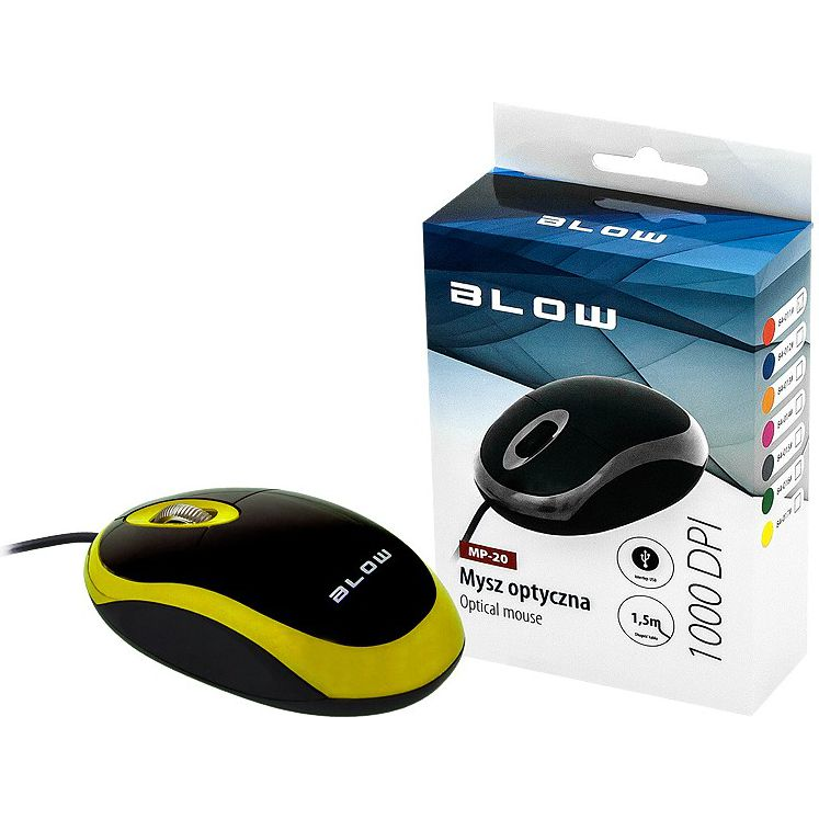 Blow MP-20 optikai USB egér sárga (84-017#)
