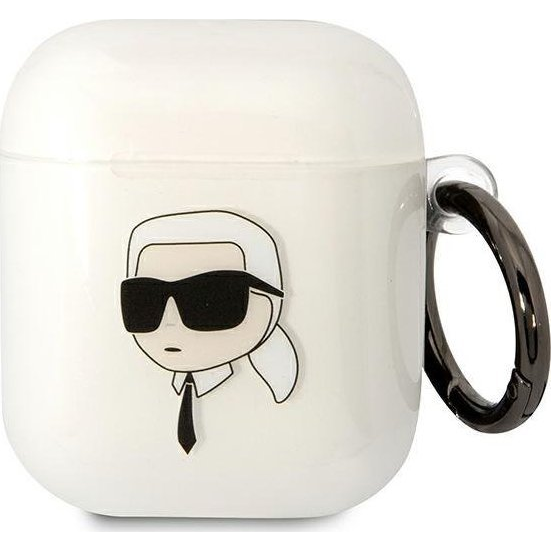 Karl Lagerfeld 3D Logo NFT Karl Head TPU Head Apple Airpods 1/2 Szilikon Tok Fehér (KF001565)