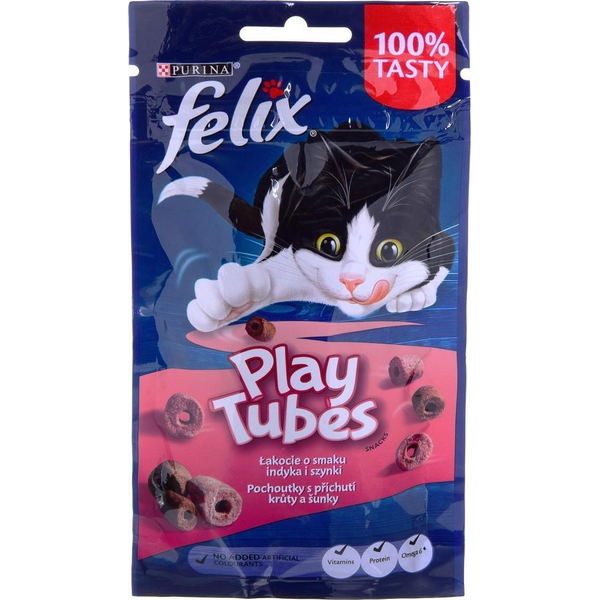 Állateledel jutalomfalat FELIX Play Tubes macskáknak pulyka-sonka 50 g