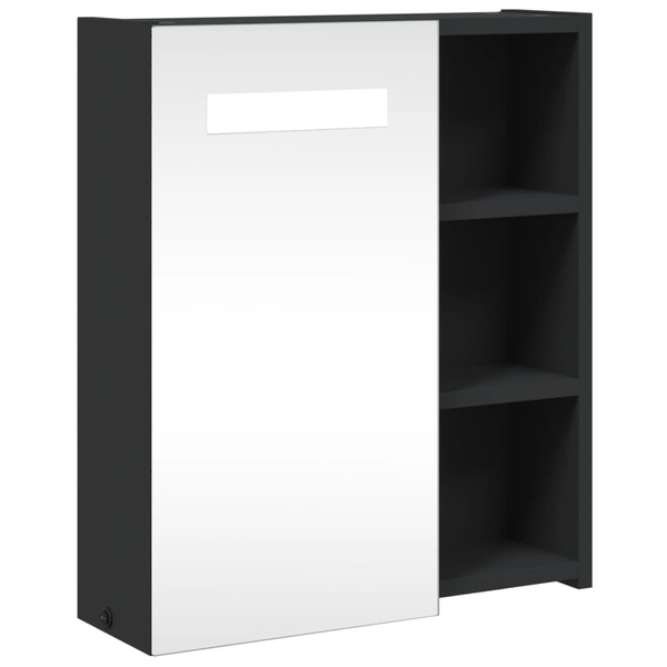 fekete tükrös fürdőszobaszekrény LED-del 45 x 13 x 52 cm