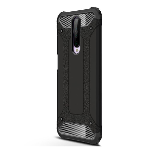 Xiaomi Redmi K30 / K30 5G / Poco X2, Műanyag hátlap védőtok, Defender, fémhatású, fekete