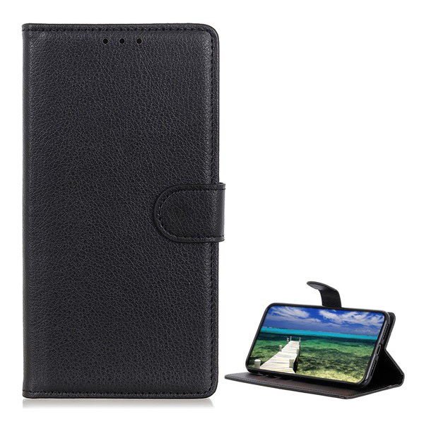 Tok álló, bőr hatású (FLIP, oldalra nyíló, asztali tartó funkció, prémium) FEKETE [Samsung Galaxy A53 (SM-A536) 5G] (5996591120119)