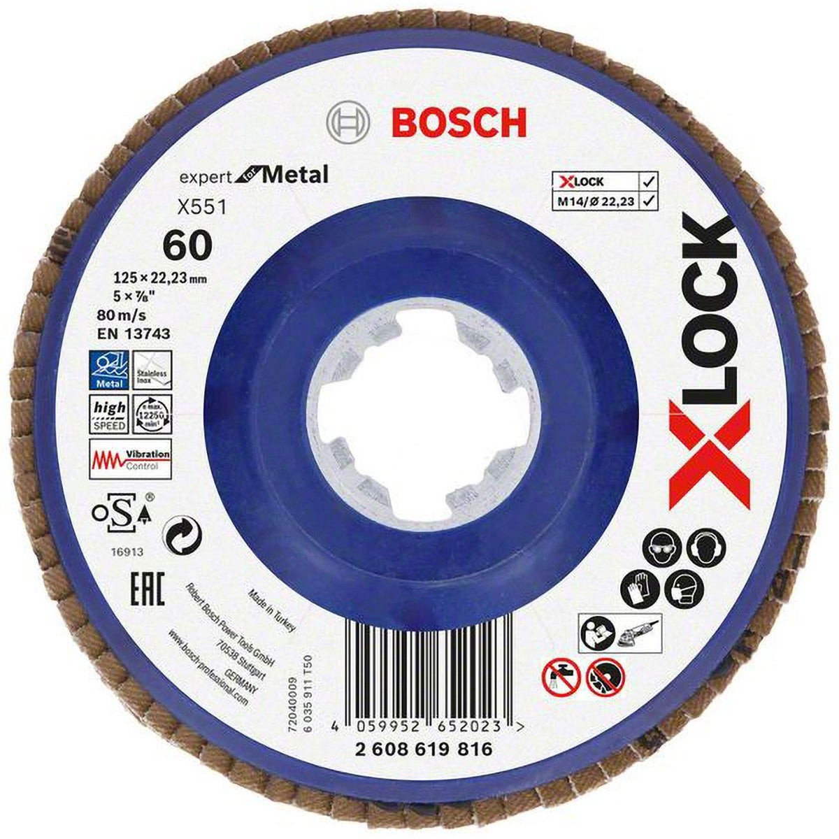 Bosch X-Lock X551 Legyezőt. 125mm G60 egyenes 2608619816 (2608619816)