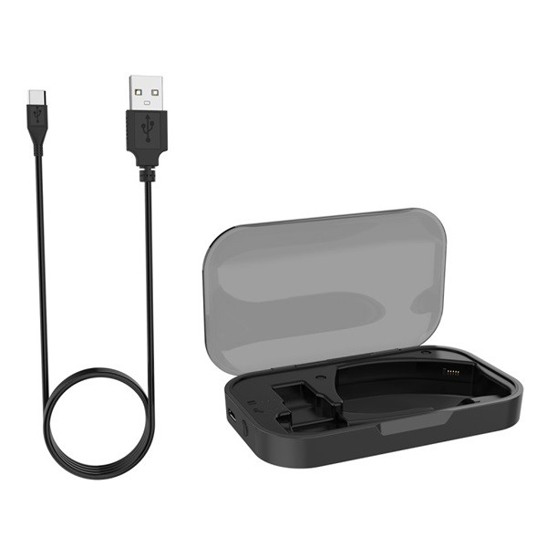 Töltőtok (5W, vezeték nélküli töltés, QI Wireless + microUSB kábel) Plantronics Voyager Legend készülékhez FEKETE (5996457952427)