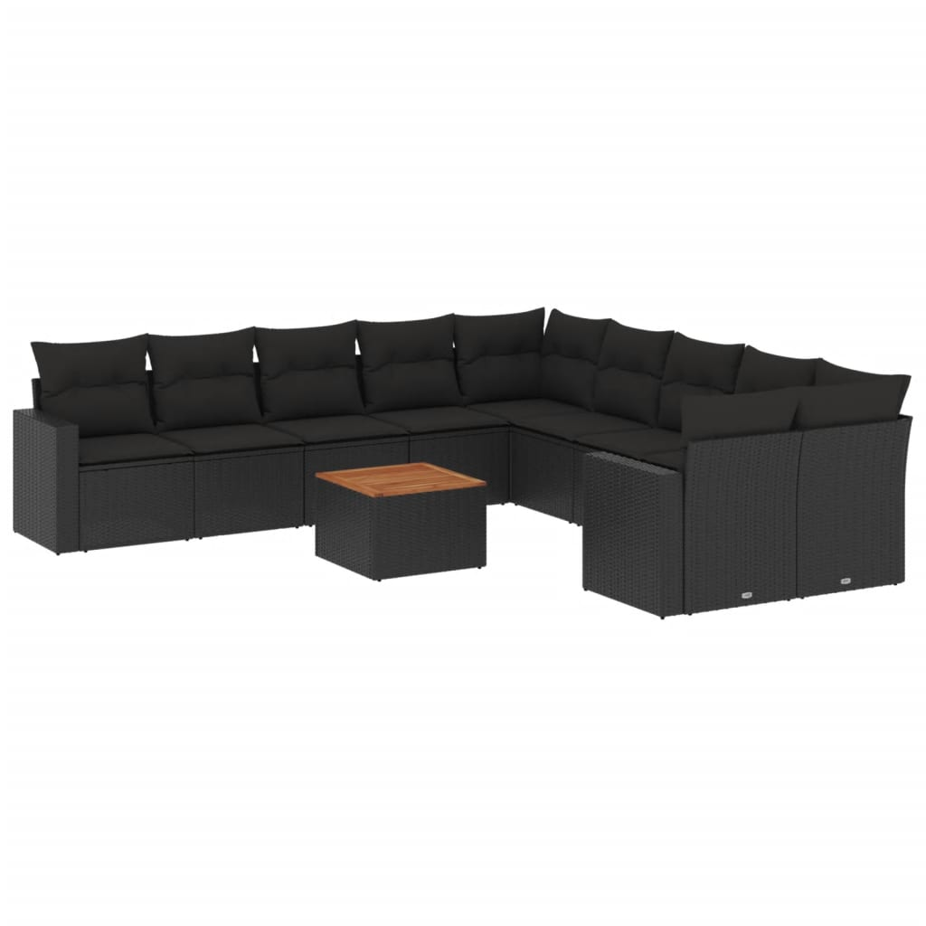 11 részes fekete polyrattan kerti ülőgarnitúra párnákkal (3224312)