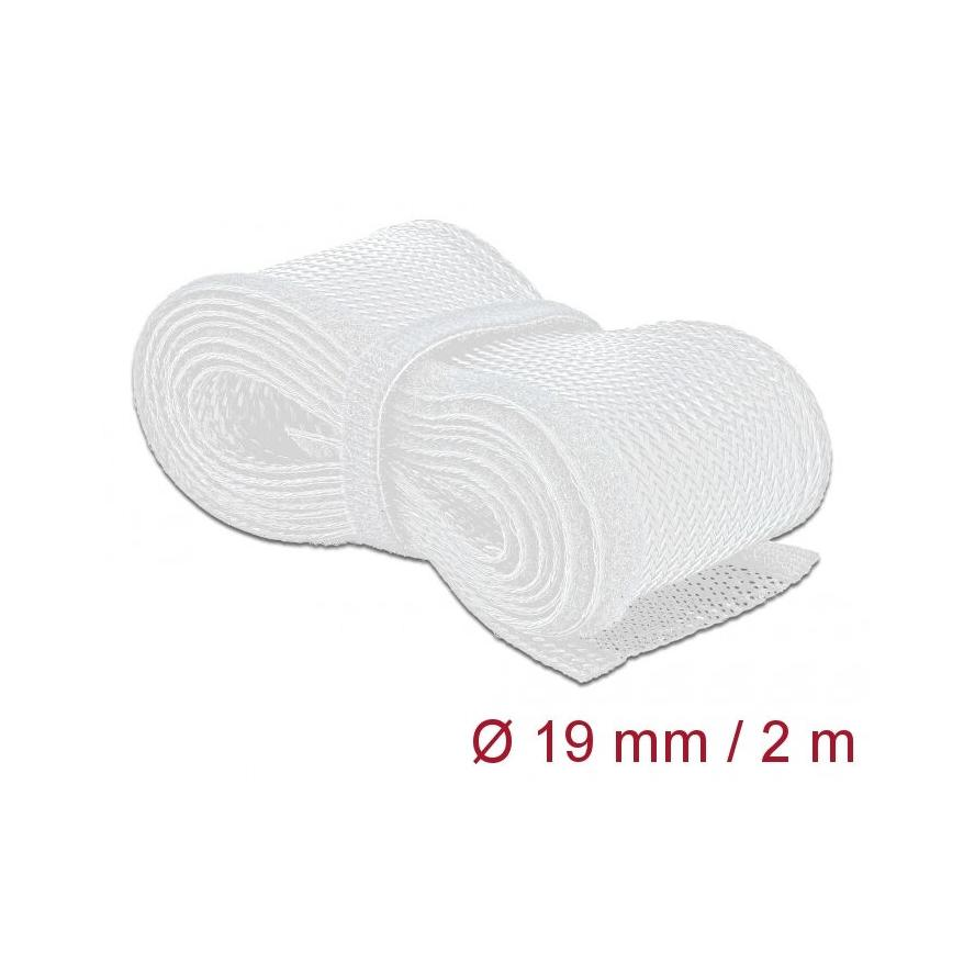 Delock Fonott kábelharisnya tépőzárral 2 m x 19 mm fehér (20702)