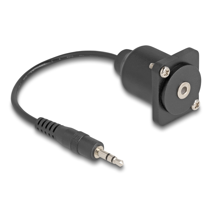 Delock D-típusú kábel 3,5 mm 3 tűs sztereo jack apa anya fekete 20 cm (88150) (88150)