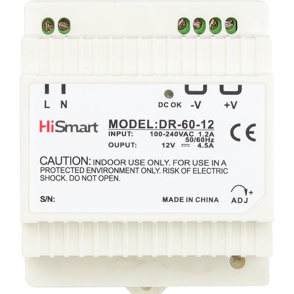 Zasilacz Hismart Maitinimo šaltinis 12V, 4.5A, 60W, DIN