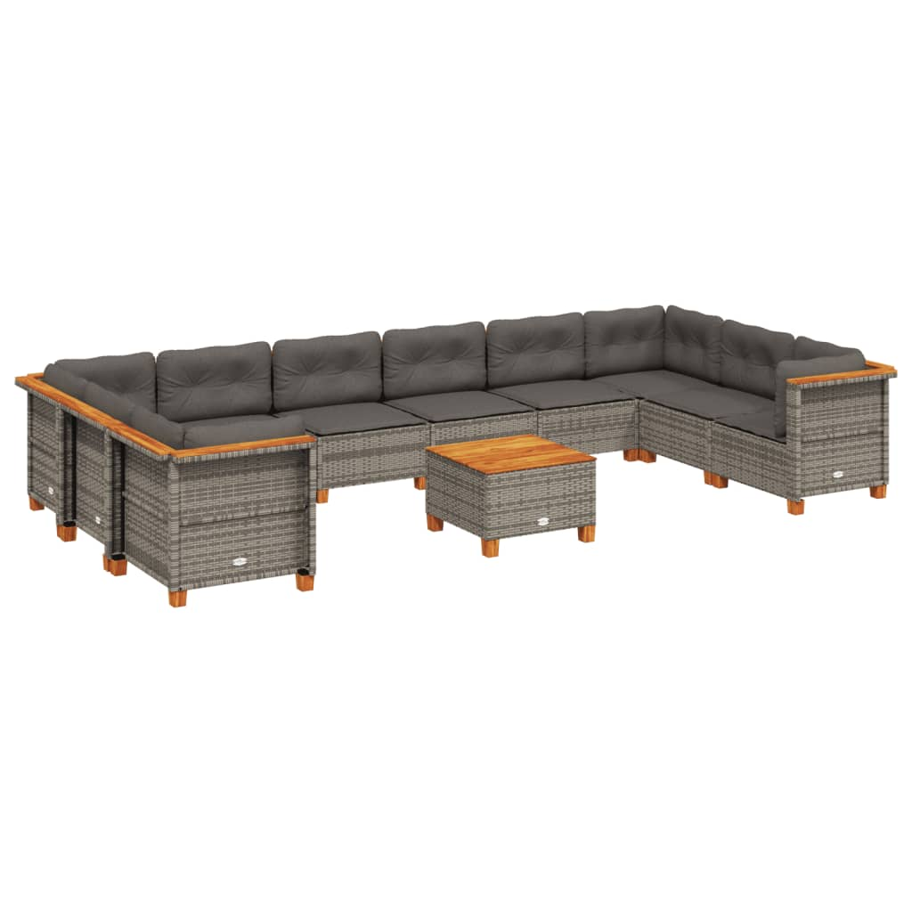 11 részes szürke polyrattan kerti ülőgarnitúra párnákkal (3262026)