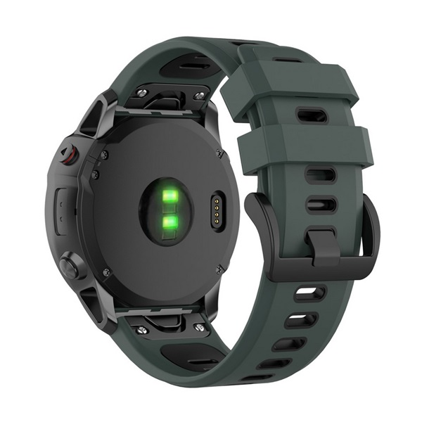 Pótszíj (egyedi méret, 26mm, szilikon, fekete csat, QuickFit csatlakozás) SÖTÉTZÖLD/FEKETE Garmin Instinct 3 Solar 50mm / Instinct 3 50mm / Enduro 3 "Gigapack csomagolás" (GP-149200)