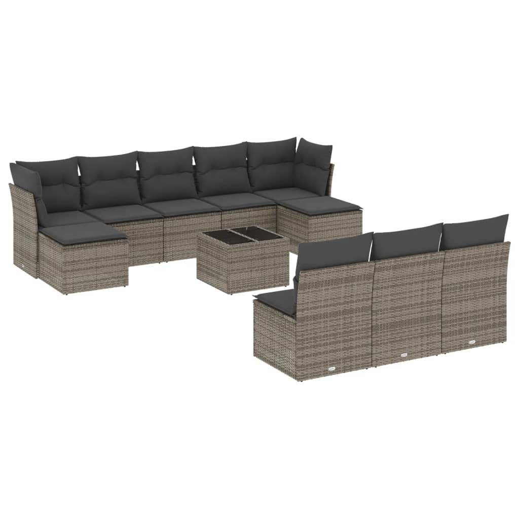 11 részes szürke polyrattan kerti ülőgarnitúra párnákkal (3250139)