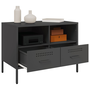 fekete hidegen hengerelt acél TV-szekrény 68 x 39 x 50,5 cm
