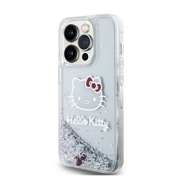 Hello Kitty Liquid Glitter Charms Head Logo iPhone 13 Pro Max telefon tok - Átlátszó (HKHCP13XLIKHET)