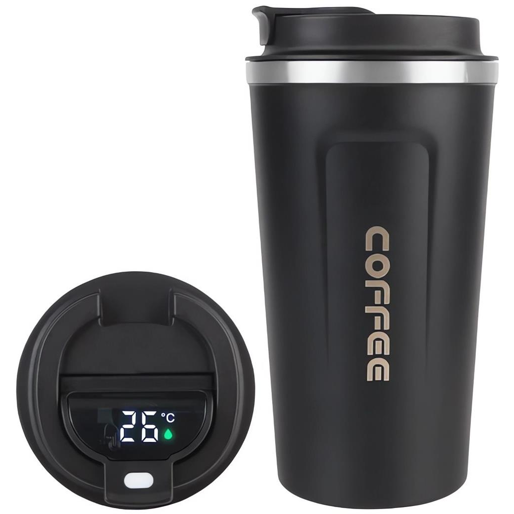 Pronett XJ5295 Thermo mug with LCD thermometer 380 ml, black (N/A)