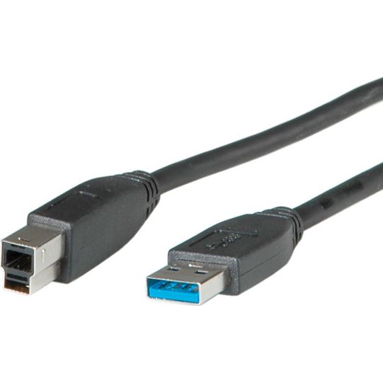 Roline USB kábel USB 3.2 Gen1 (USB 3.0 / USB 3.1 Gen1) USB-A dugó, USB-B dugó 0.80 m Fekete Árnyékolt 11.02.8869