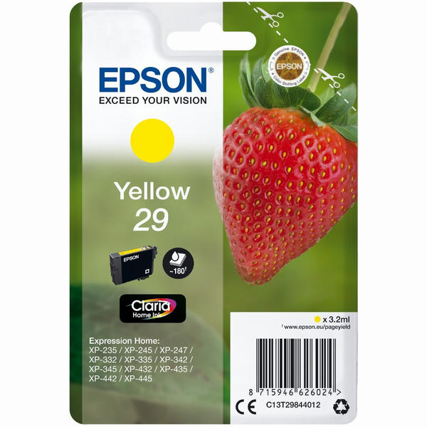 Epson Strawberry C13T29844012 blækpatron 1 stk Original Standard udbytte Gul