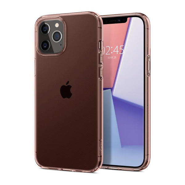 Apple iPhone 12 Pro Max, Szilikon tok, Spigen Crystal Flex, átlátszó/vörösarany (8809710754553)