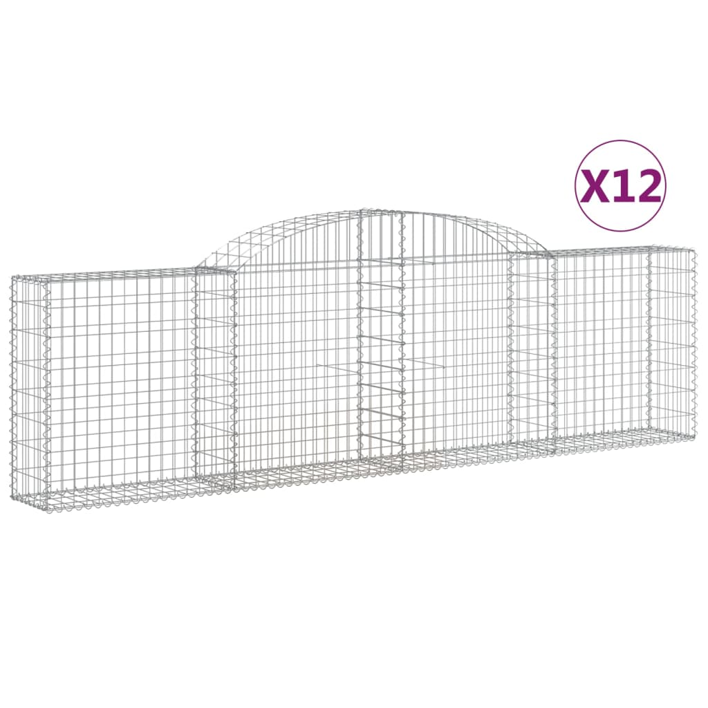 12 db íves horganyzott vas gabion kosár 300x30x80/100 cm (3146513)