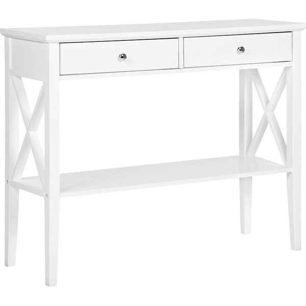 Mesa Consola Blanca 2 Cajones Pasillo 80 Cm Diseño Retro Avenue - Blanco