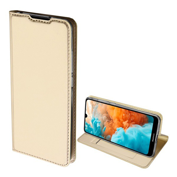 DUX DUCIS SKIN PRO tok álló, bőr hatású (FLIP, oldalra nyíló, bankkártya tartó, asztali tartó funkció) ARANY [Huawei Y6 2019 (Y6 Prime 2019)] (5996457867981)