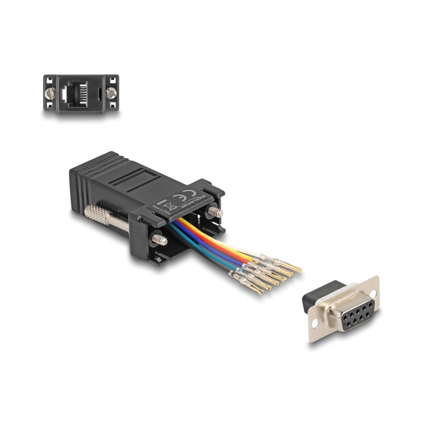 Delock D-Sub 9 Pin Buchse zu RJ12 Buchse Montagesatz schwarz