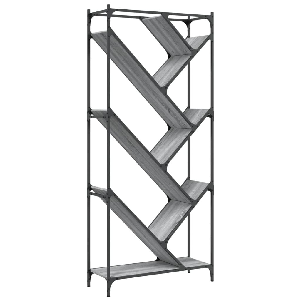 szürke sonoma szerelt fa és fém könyvszekrény 79 x 30 x 180 cm (845434)