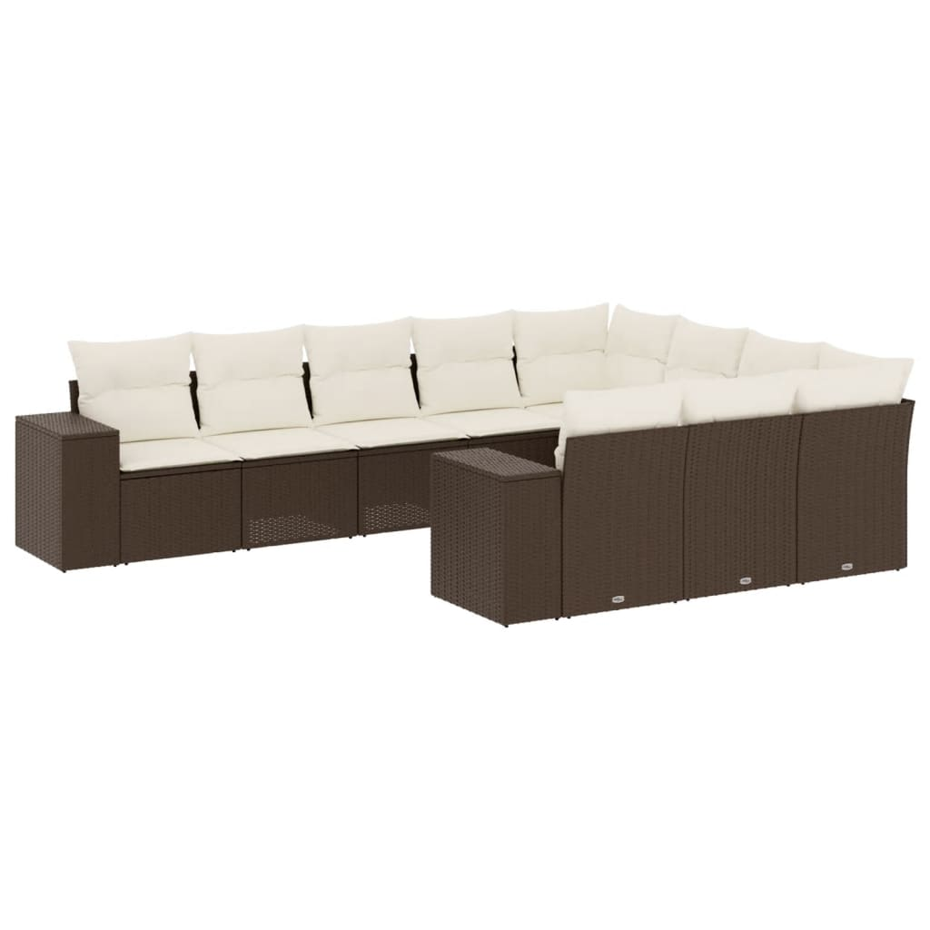10 részes barna polyrattan kerti ülőgarnitúra párnákkal (3255430)