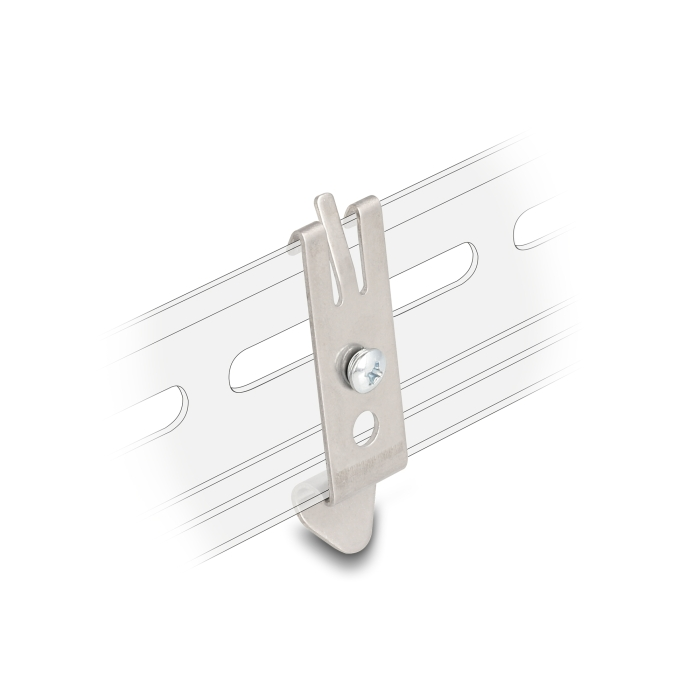 Delock Beépítési tartó 35 mm-es DIN sínhez 2 rögzítő lyukkal és T3 önmetsző rögzítő csavarral (67041) (67041)